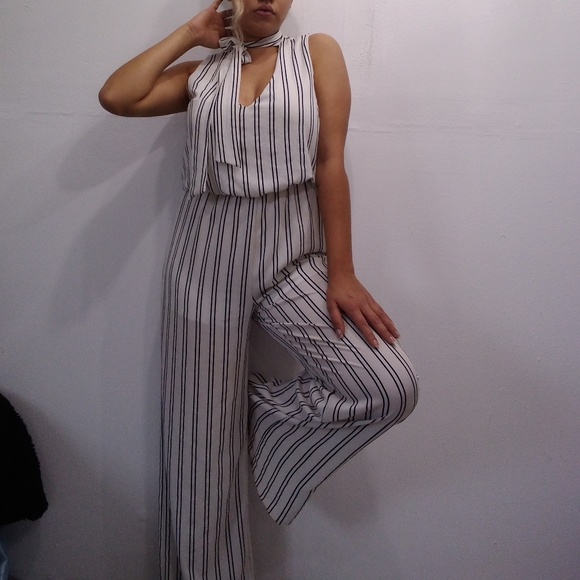 a'gaci Pants - Pinstriped Pant Romper